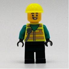 Man, Vibrant Yellow Safety Vest and Helmet (fig-012772)
