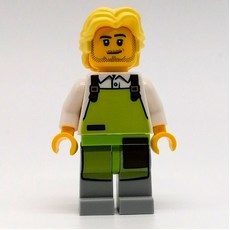 Man, Lime Apron, Bright Light Yellow Hair (fig-012773)