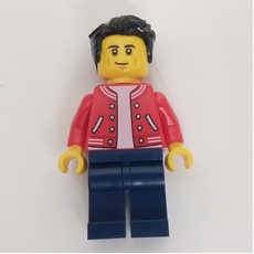 Man, Red Letterman Jacket, Dark Blue Legs (fig-012778)