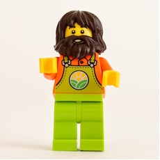 Farmer, Man, Lime Overalls, Dark Brown Hair and Beard (fig-012781)