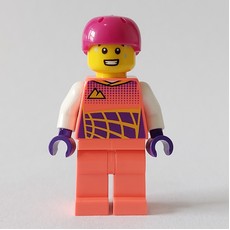 Cyclist, Coral Racing Suit, Magenta Bike Helmet (fig-012813)