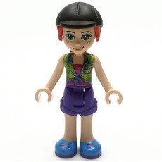 Mia - Lime Top, Dark Purple Skirt, Riding Cap (fig-012814)