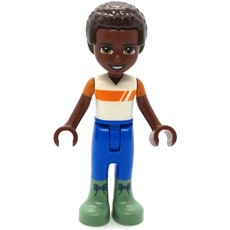 Elijah - White/Orange Shirt, Blue Pants, Dark Brown Hair (fig-012819)