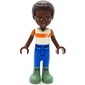Elijah - White/Orange Shirt, Blue Pants, Dark Brown Hair