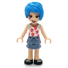 Evelyn - White Top, Sand Blue Skirt, Dark Azure Hair, Face Paint (fig-012842)