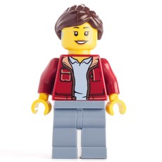 Dark Red Torso, Sand Blue Legs, Dark Brown Hair, Hearing Aid (fig-012864)