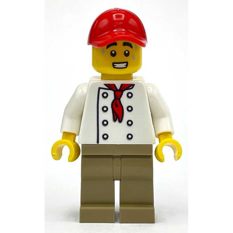 LEGO Set fig-012869 Chef, White Torso, Dark Tan Legs, Red Cap ...