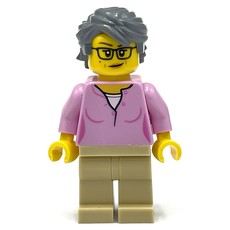 Bright Pink Torso, Tan Legs, Dark Bluish Grey Hair (fig-012871)