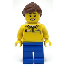 LEGO Employee, Yellow Torso, Blue Legs, Reddish Brown (fig-012879)