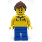 LEGO Employee, Yellow Torso, Blue Legs, Reddish Brown