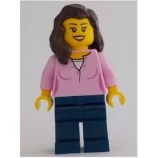 Bright Pink Torso, Dark Blue Legs, Dark Brown Hair (fig-012897)