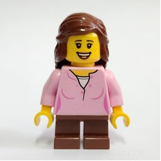 Kid - Bright Pink Torso, Reddish Brown Legs, Reddish Brown Hair (fig-012959)