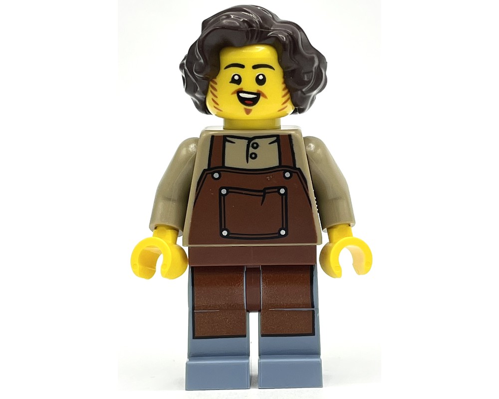 LEGO Set fig-012978 Castle Man, Reddish Brown Apron, Dark Brown Hair ...