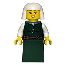 Castle Woman, Dark Green Dress, White Headdress (fig-012980)
