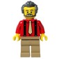 Red Torso, Dark Tan Legs, Dark Bluish Grey Hair