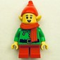 Elf - Bright Green Torso, Red Legs, Red Hat, Red Scarf