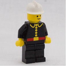 Fireman, Classic, Black Fire Jacket with Red Belt and Buttons, White Helmet (Re-issue Torso) (fig-013211)