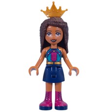 Andrea - Dark Turquoise Top, Dark Blue Skirt, Crown (fig-013219)