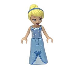 Cinderella - Bright Light Blue Dress, White Under-Dress - Thin Hinge (fig-013223)