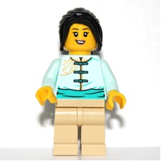 Light Aqua Torso, Tan Legs, Long Black Hair (fig-013232)