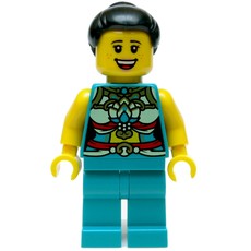 Dark Turquoise Torso, Chinese Decorations, Dark Turquoise Legs, Black Hair Bun (fig-013238)