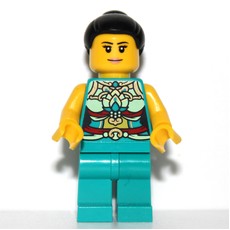 Dark Turquoise Torso, Chinese Decorations, Dark Turquoise Legs, Black Hair Bun (fig-013239)