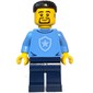 Police Officer, Sweater with Police Badge, Black Hair, Goatee and Hearing Aid