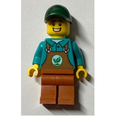 Gardener, Dark Turquoise Shirt, Dark Orange Overalls, Dark Green Cap (fig-013327)