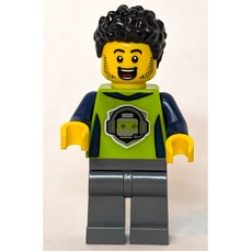 Man, Lime Jacket, Dark Bluish Gray Legs, Black Hair (fig-013333)