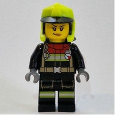 Firefighter, Black Fire Suit, Vibrant Yellow Helmet (fig-013334)