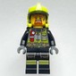 Firefighter, Black Fire Suit with Red Flashlight, Vibrant Yellow Helmet