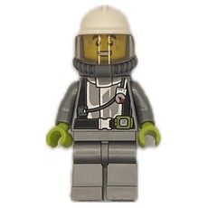 Firefighter, Silver Fire Suit, White Helmet with Visor, Blue Airtanks (fig-013342)