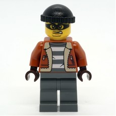 Criminal, Dark Orange Jacket, Dark Bluish Gray Legs, Black Beanie (fig-013345)