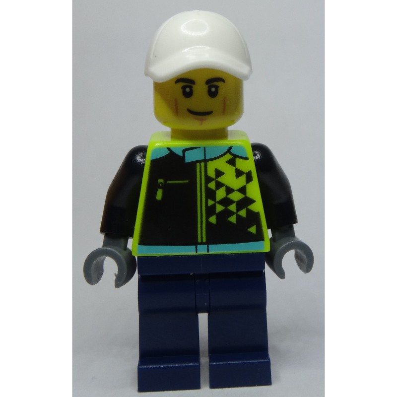 LEGO Set fig-013352 Racer, Vibrant Yellow and Dark Blue Race Suit ...