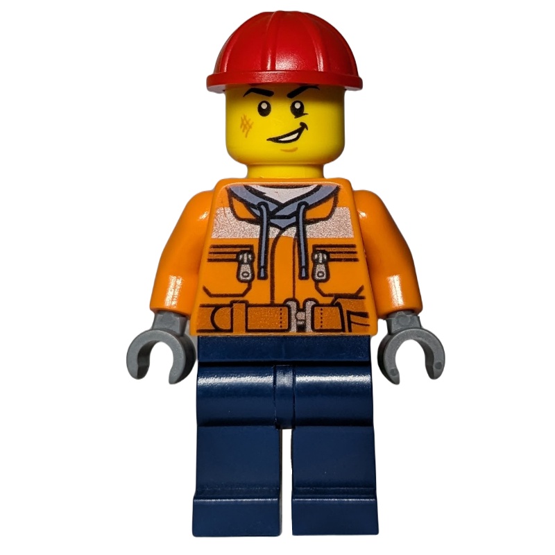 LEGO Set fig-013362 Construction Worker, Orange Safety Jacket, Dark ...