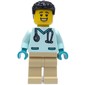 Vet, Light Aqua Shirt, Tan Legs, Black Hair