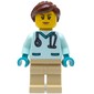 Vet, Light Aqua Shirt, Tan Legs, Reddish Brown Ponytail