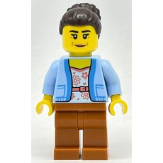 Club Owner - Bright Light Blue Torso, Dark Orange Legs, Dark Brown Hair (fig-013489)