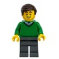 Green Torso, Dark Bluish Grey, Dark Brown Hair