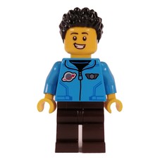 Dark Azure Torso, Dark Brown Legs, Black Hair (fig-013556)