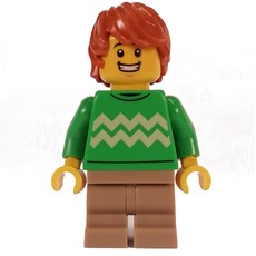 Bright Green Torso, Dark Tan Medium Legs, Dark Orange Hair (fig-013558)