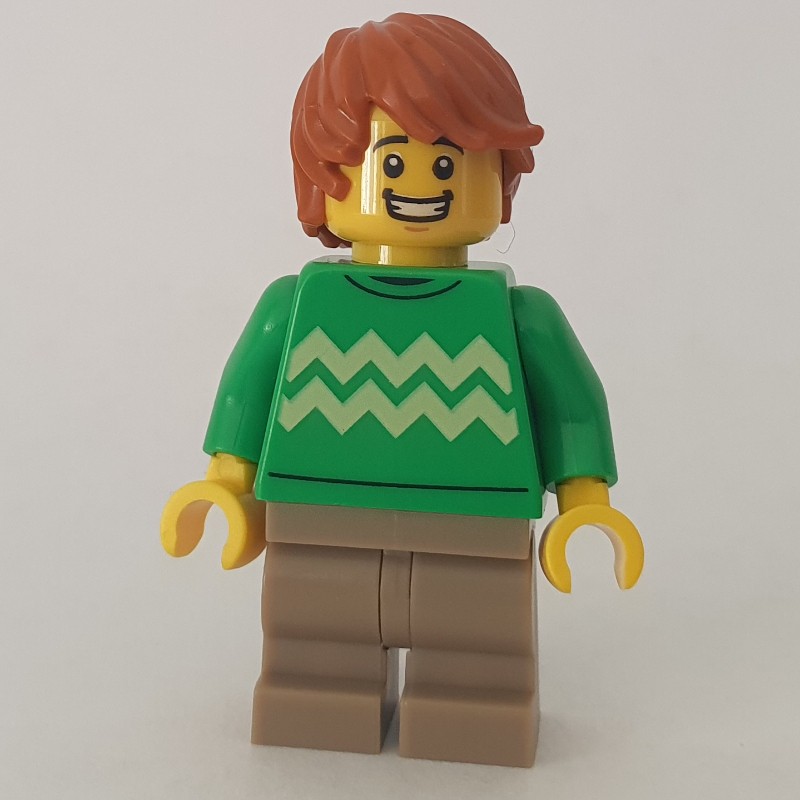 LEGO Set fig-013558 Bright Green Torso, Dark Tan Medium Legs, Dark ...