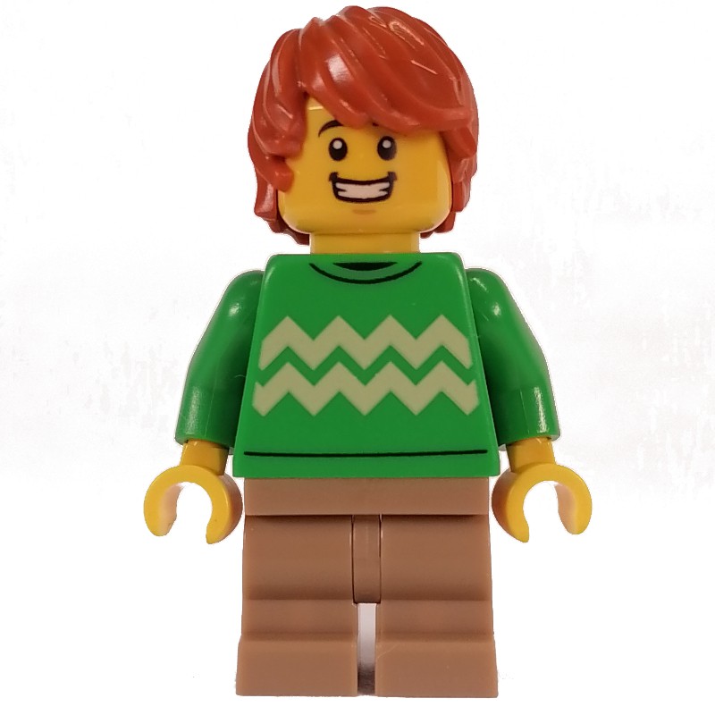 Lego Set Fig 013558 Bright Green Torso Dark Tan Medium Legs Dark Orange Hair Rebrickable 8671