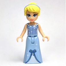 Cinderella - Bright Light Blue Dress, White Under-Dress - Thin Hinge, Hair Band (fig-013559)