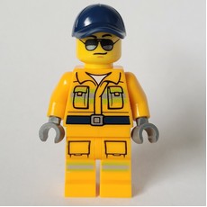 Firefighter, Bright Light Orange Fire Suit, Dark Blue Cap (fig-013584)