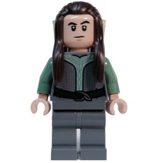 Elf - Dark Bluish Grey Torso, Legs, Dark Brown Hair (fig-013605)
