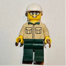 Construction Engineer / Architect - Tan Torso, Dark Green Legs, White Helmet (fig-013623)