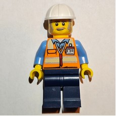 Construction Worker, Foreman - Orange Torso, Dark Blue Legs, White Helmet (fig-013624)