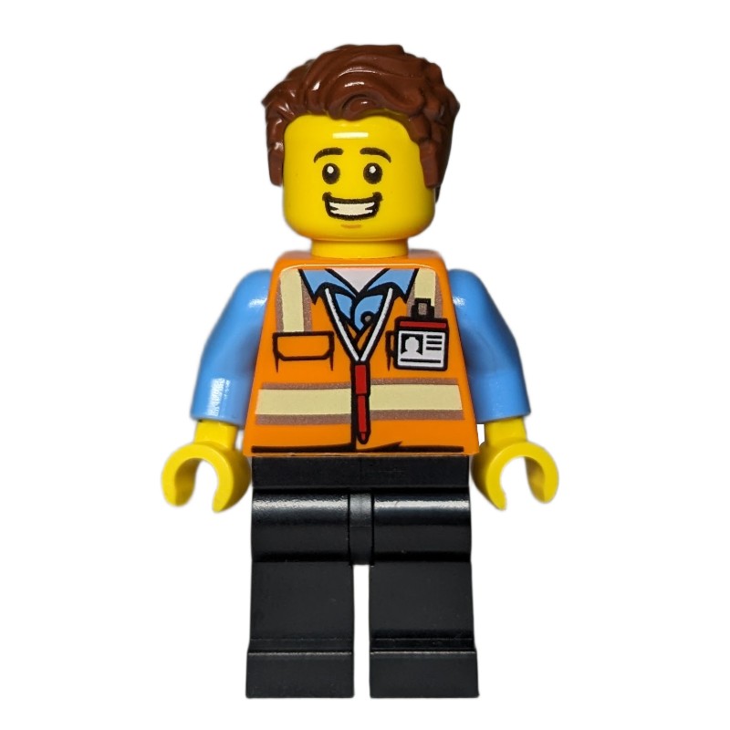 LEGO Set fig-013630 Orange Torso, Black Legs, Reddish Brown Hair ...