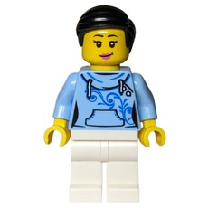 Bright Light Blue Torso, White Legs, Black Hair (fig-013639)